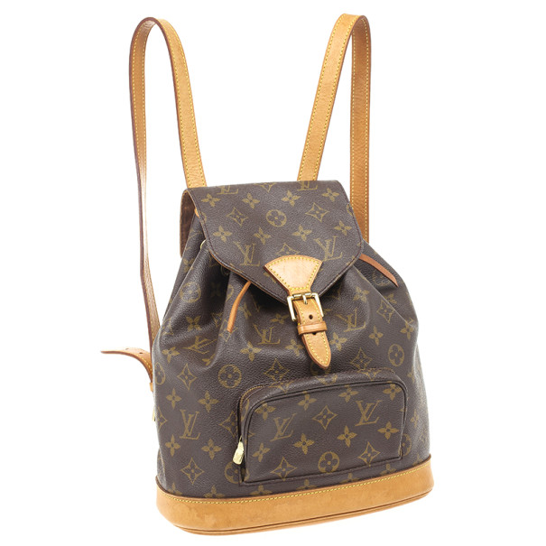 LOUIS VUITTON Backpack Monsli MM Monogram Drawstring Brown Beige M51136 PVC