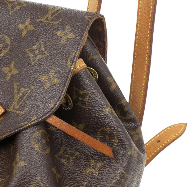 LOUIS VUITTON Backpack Monsli MM Monogram Drawstring Brown Beige M51136 PVC