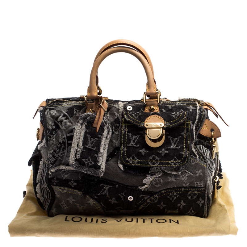 Louis Vuitton Black/Grey Monogram Denim Limited Edition Patchwork Bowly Bag