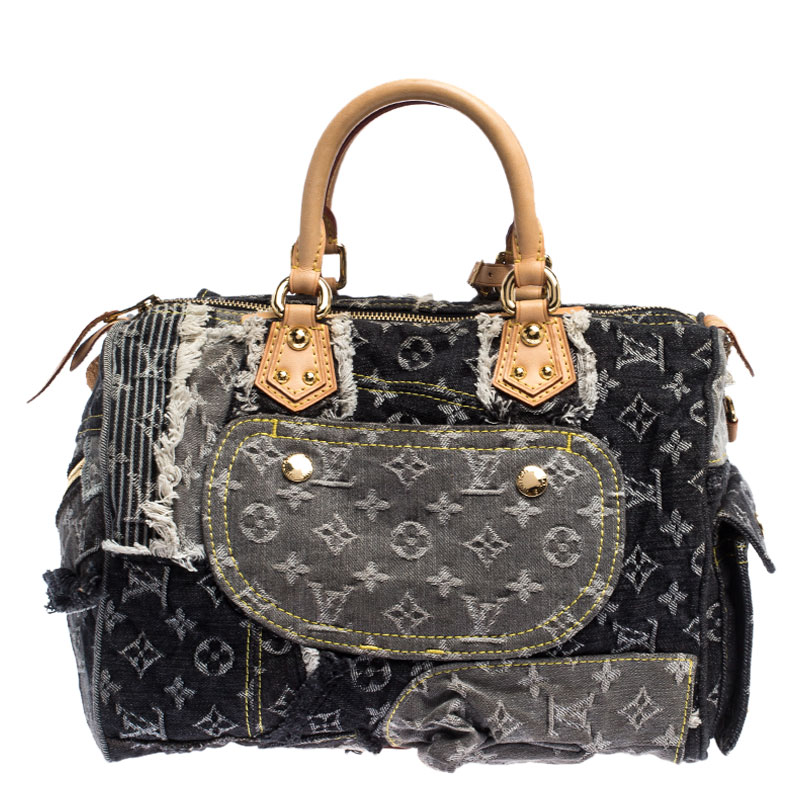 Bowly handbag Louis Vuitton Grey in Denim - Jeans - 21140233