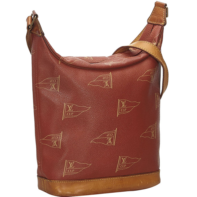 

Louis Vuitton Red Leather 1995 Americas Cup Touquet Bag, Brown