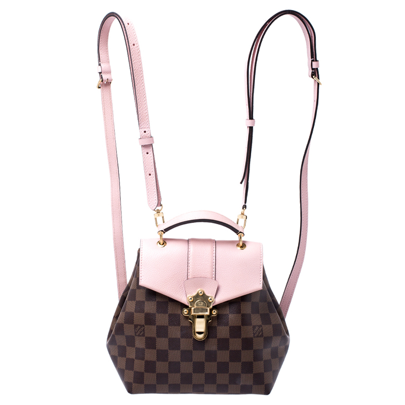Vuitton Pink Damier Ebene Canvas and Leather Clapton Backpack Louis Vuitton TLC