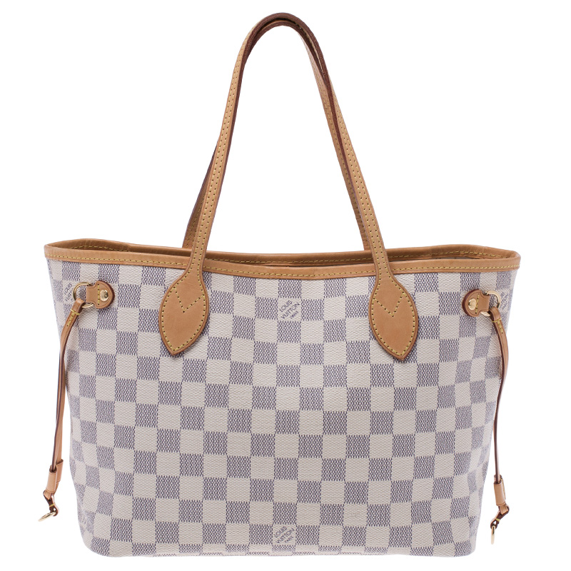 LOUIS VUITTON Damier Azur Neverfull PM Tote Bag N41362 LV Auth 29025