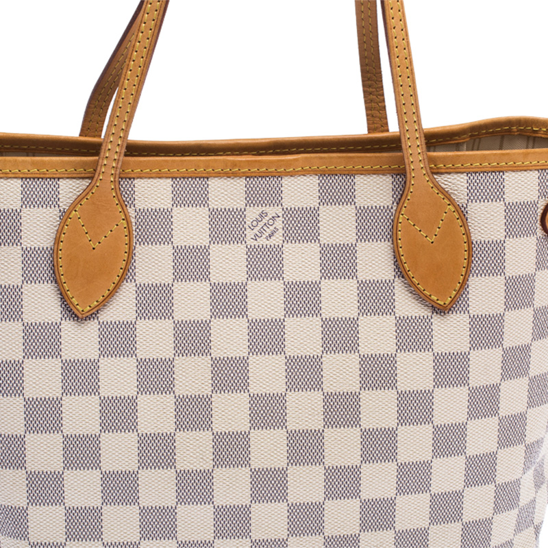 Louis Vuitton Damier Azur Neverfull PM Tote Bag Shoulder N51110 White PVC  Leather Women's LOUIS VUITTON
