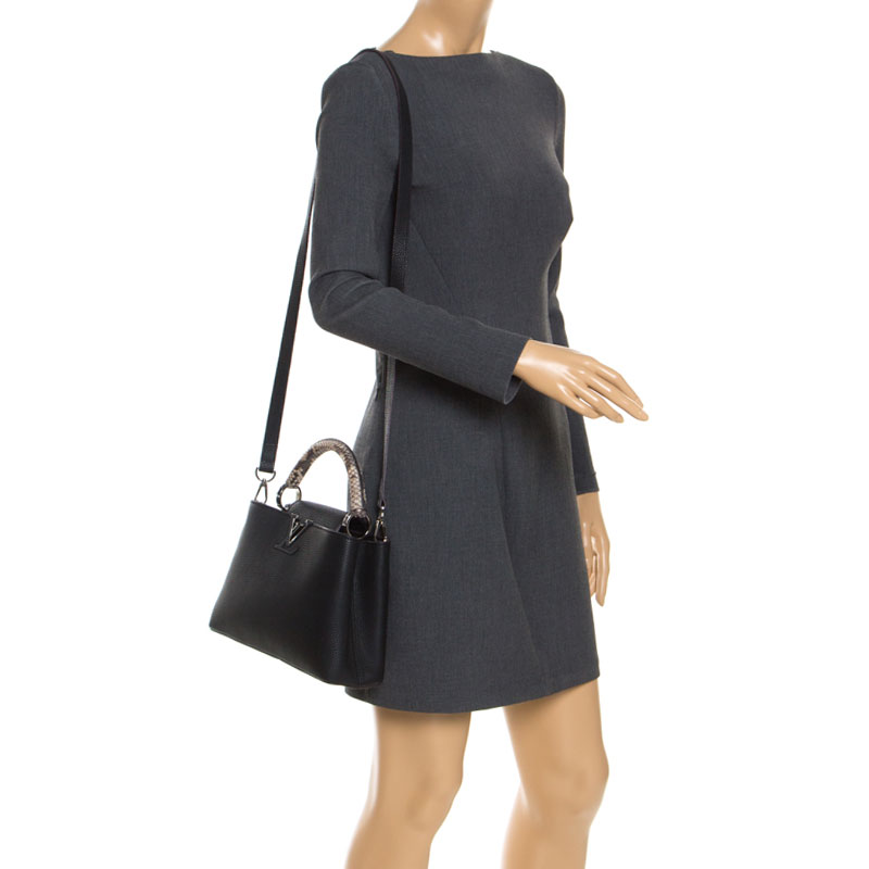 

Louis Vuitton Black Leather and Python Capucines BB Bag