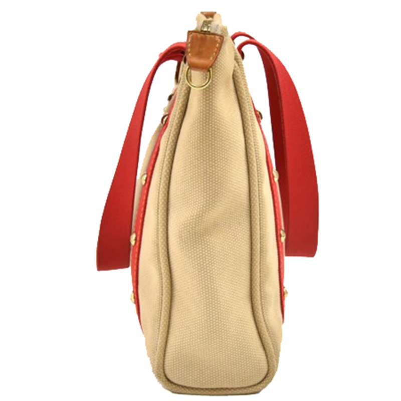 

Louis Vuitton Beige/Red Canvas Antigua Cabas MM Bag