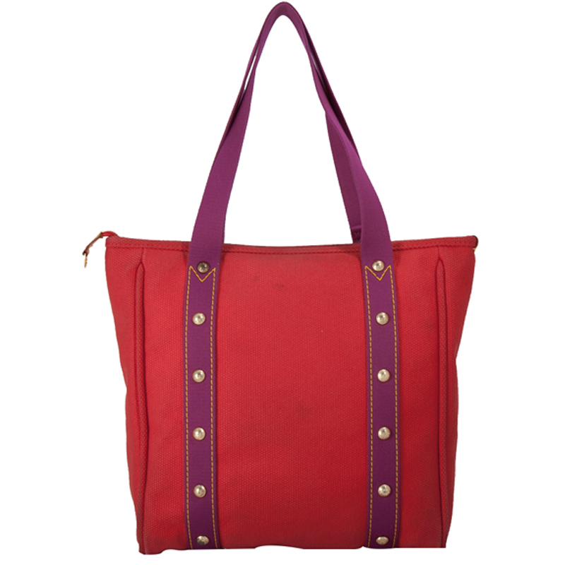 

Louis Vuitton Red Canvas Antigua Cabas MM Bag