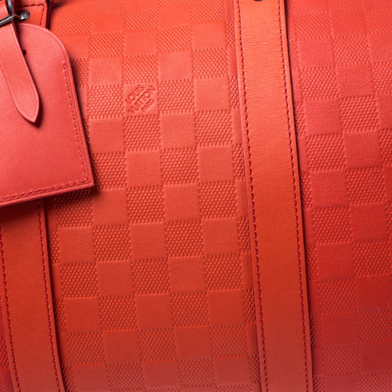 Louis Vuitton Keepall Bandouliere Bag Damier Infini Leather 45 Orange  141768198