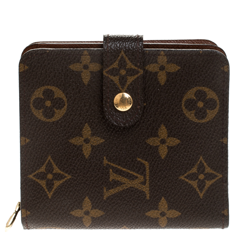 Pre Owned Louis Vuitton Monogram Canvas Zip Compact Wallet