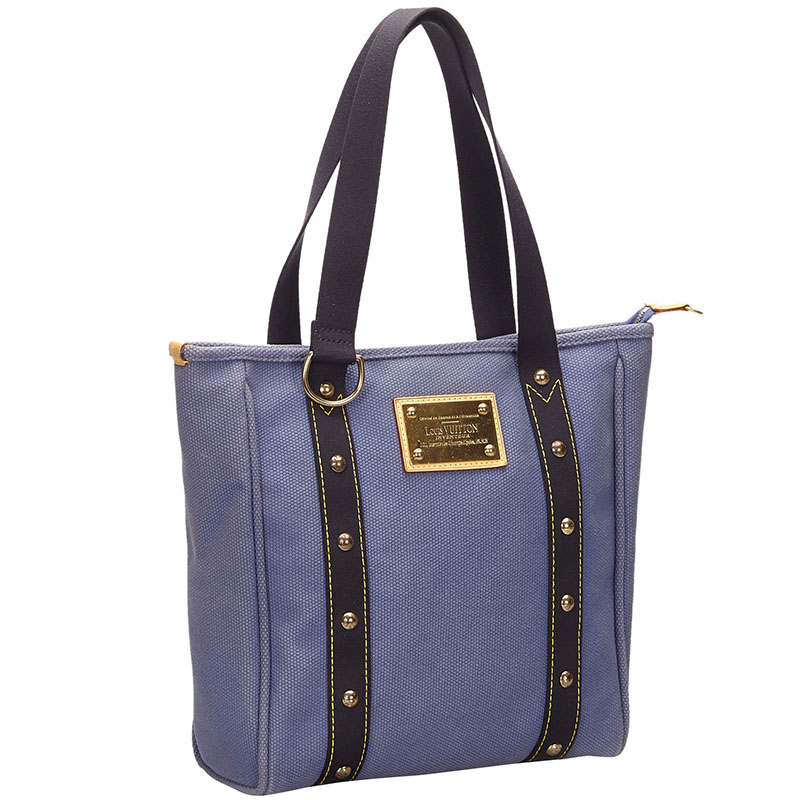 

Louis Vuitton Blue/Black Canvas Antigua Cabas MM Bag