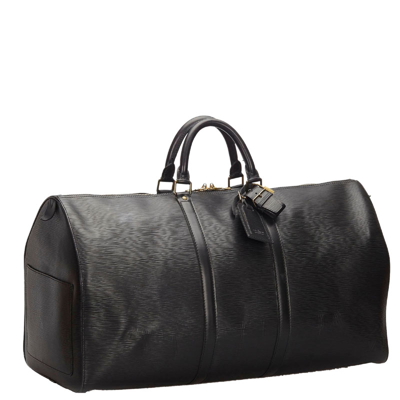 

Louis Vuitton Black Epi Leather Keepall 55