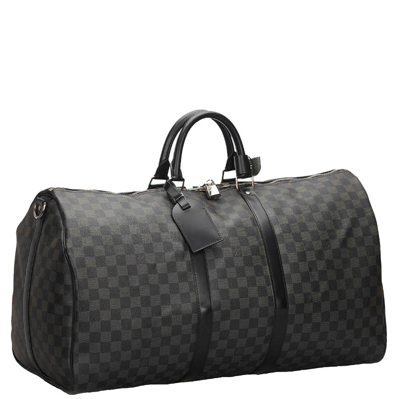

Louis Vuitton Damier Graphite Canvas Keepall Bandouliere 55 Bag, Grey