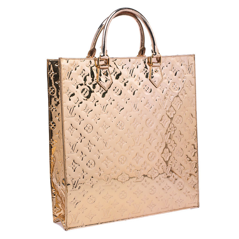 Louis Vuitton Sac Plat Hand Tote Bag Gold Monogram Miroir M40268