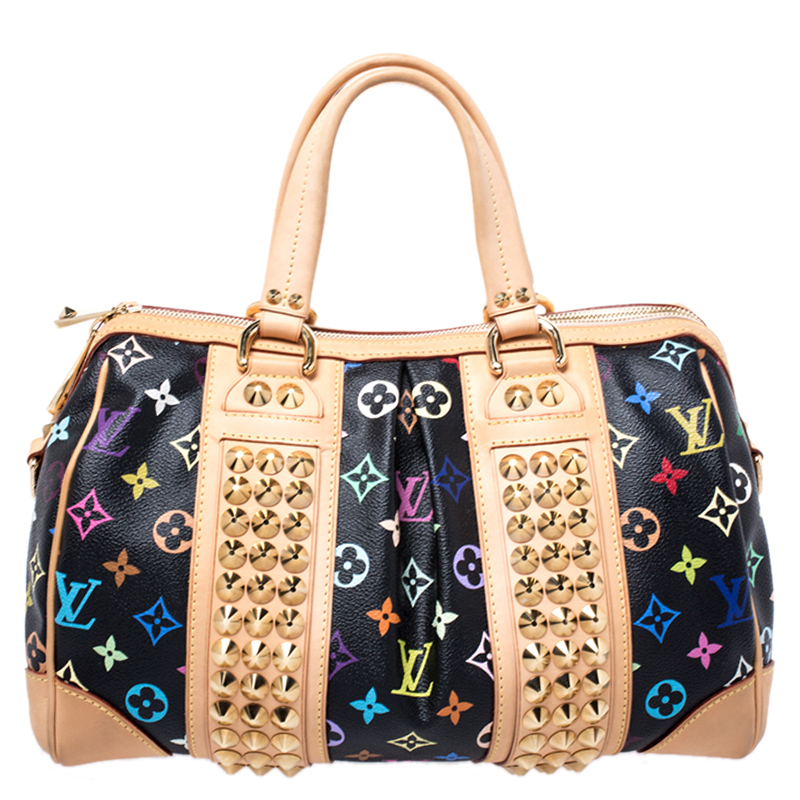 Auth Louis Vuitton Courtney MM Monogram Multicolor Black Shoulder Bag M45642