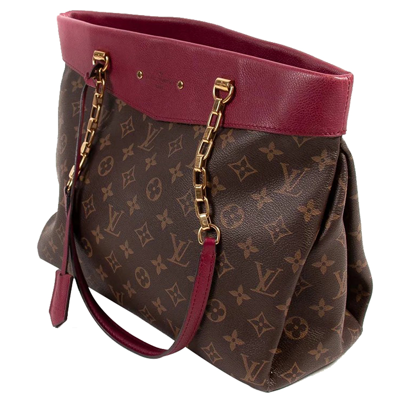 

Louis Vuitton Monogram Canvas And Burgundy Leather Pallas Shopper Bag, Brown