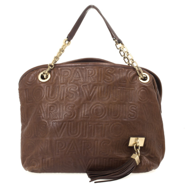 Louis Vuitton Limited Edition Chocolate Leather Paris Souple Whisper PM Bag
