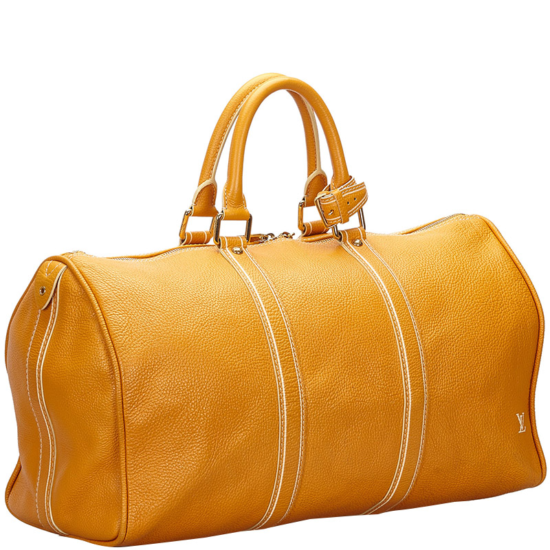 

Louis Vuitton Orange Leather Keepall 50
