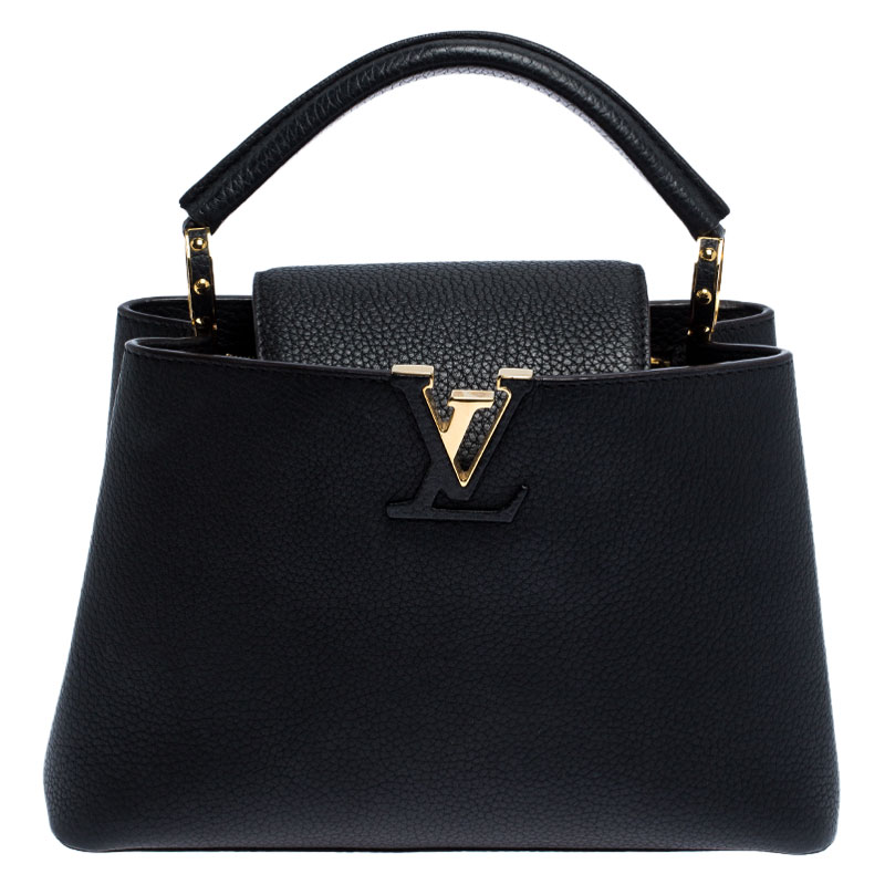 Click to view more detailed imagery on our partner's website Pre-owned Louis Vuitton Black Taurillon Leather Capucines Pm Bag