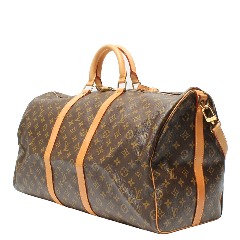 

Louis Vuitton Monogram Canvas Keepall Bandouliere Bag 55, Brown