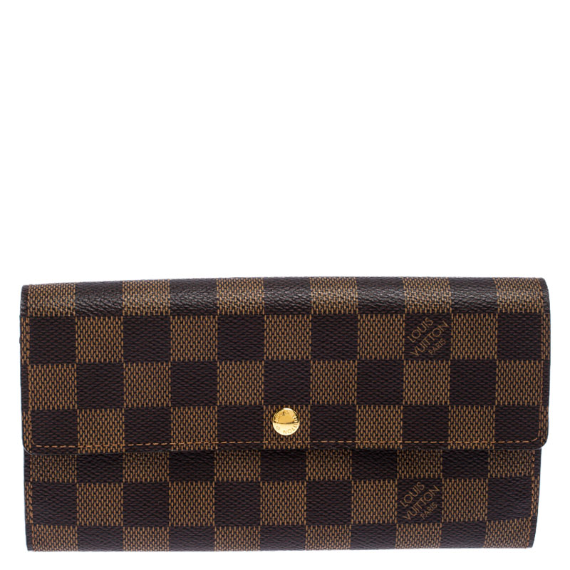 Pre Owned Louis Vuitton Damier Ebene Canvas Sarah Wallet