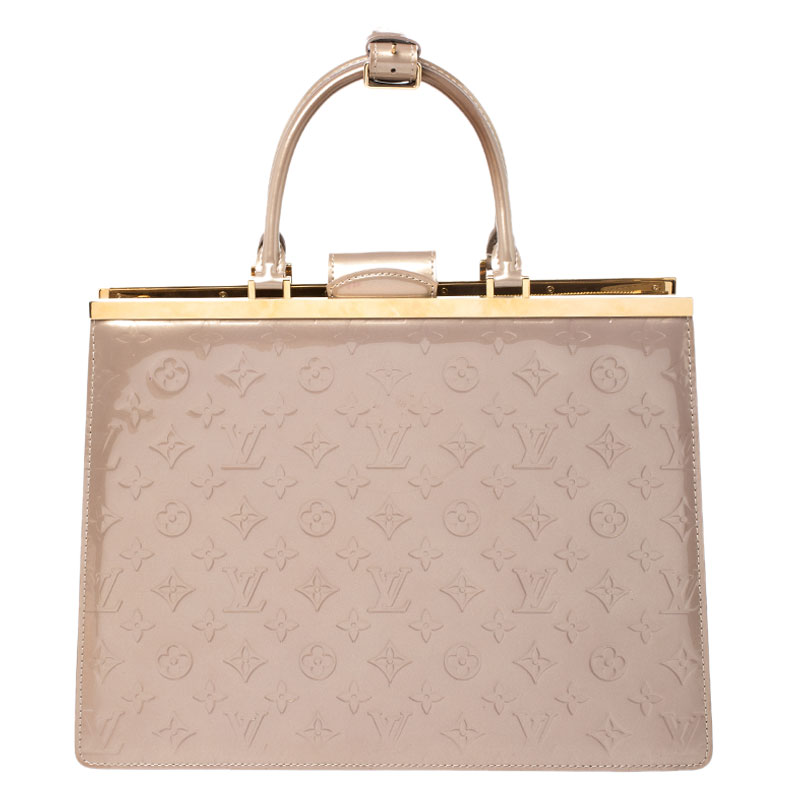 Pre Owned Louis Vuitton Beige Poudre Monogram Vernis Deesse GM Bag
