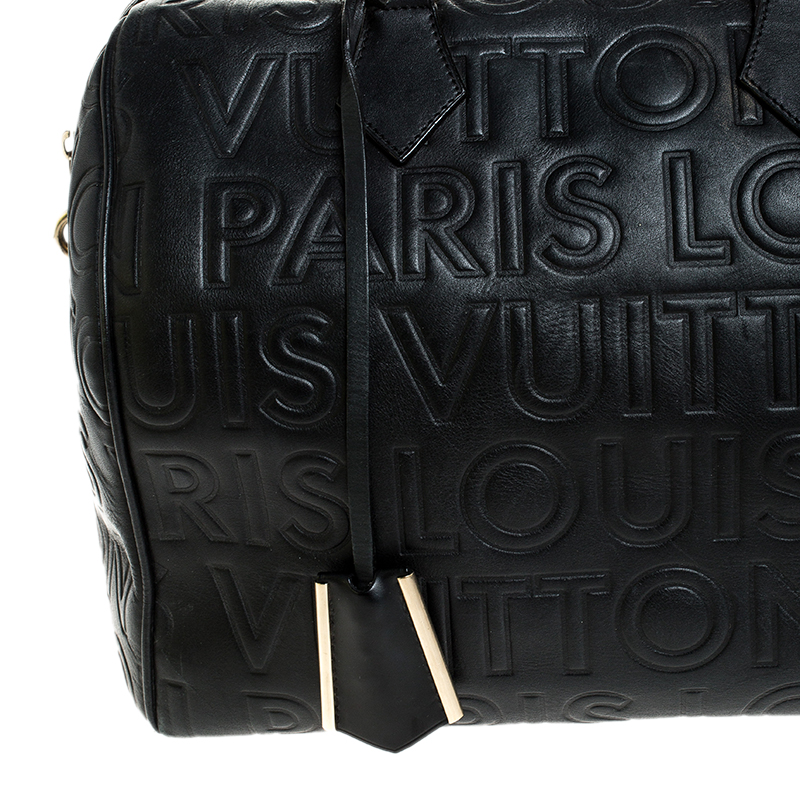 Louis Vuitton Black Monogram Paris Embossed Leather Limited Edition Speedy  Cube 30 Bag Louis Vuitton