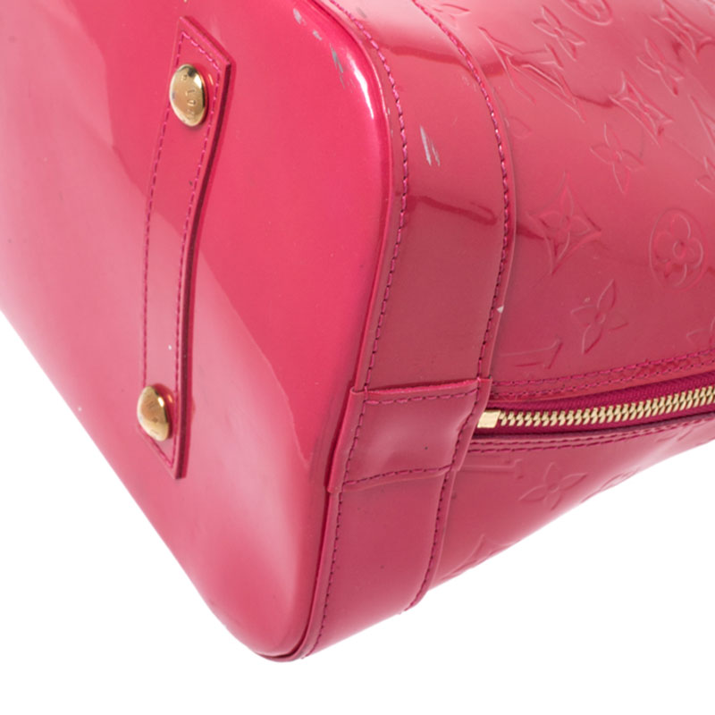Pre-owned Louis Vuitton Rose Pop Monogram Vernis Alma Gm Bag In