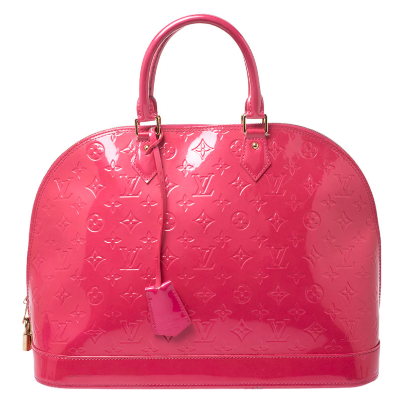 Pre Owned Louis Vuitton Rose Pop Monogram Vernis Alma GM Bag