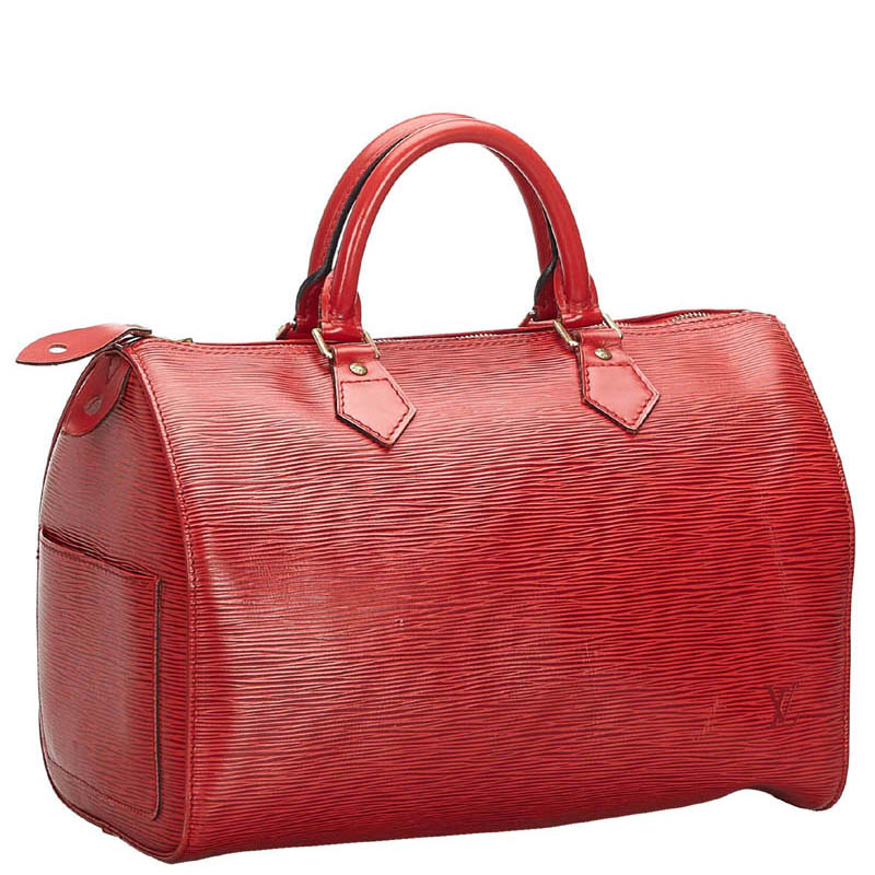 

Louis Vuitton Red Epi Leather Speedy 35 Bag