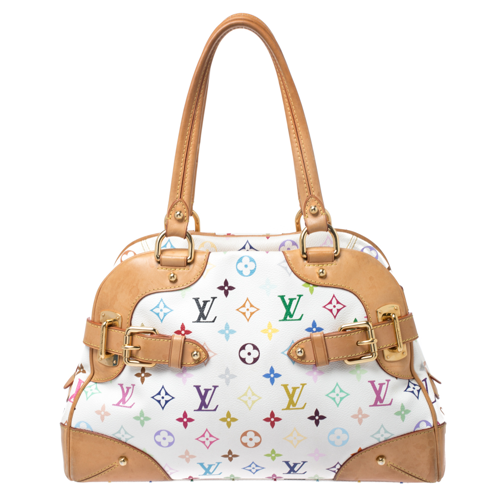 Louis Vuitton, Bags, Authentic Louis Vuitton Multicolore Claudia Leather  Bag White Tan With Charm
