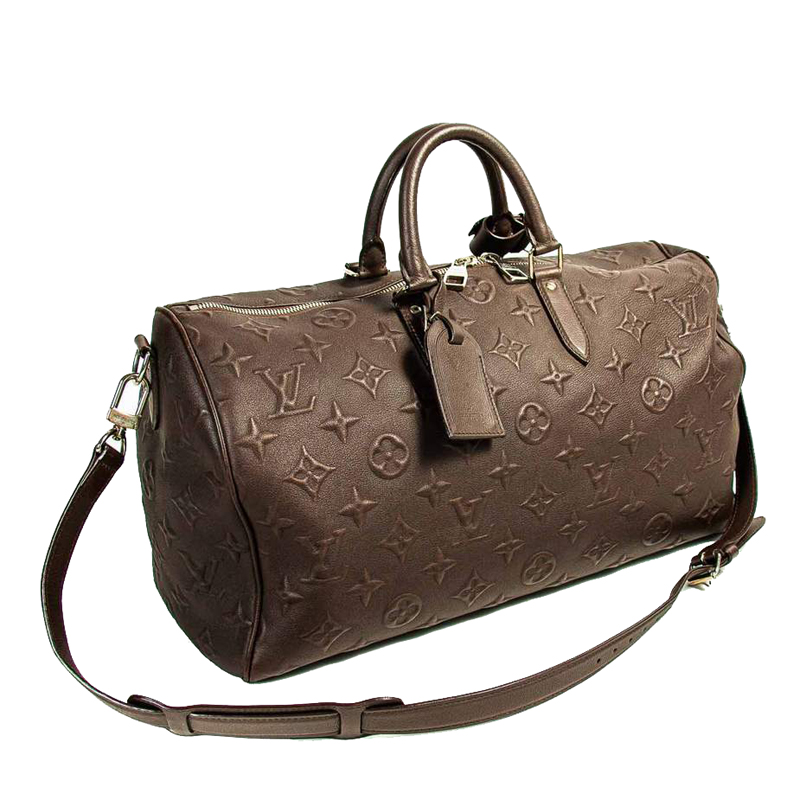 

Louis Vuitton Brown Pebbled Monogram Lether Every Journey Begins In Africa Keepall 45 Bag