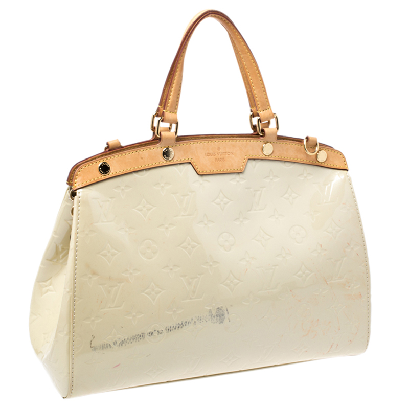 Louis Vuitton, Bags, Louis Vuitton Vernis Brea Mm Pearl White M9456