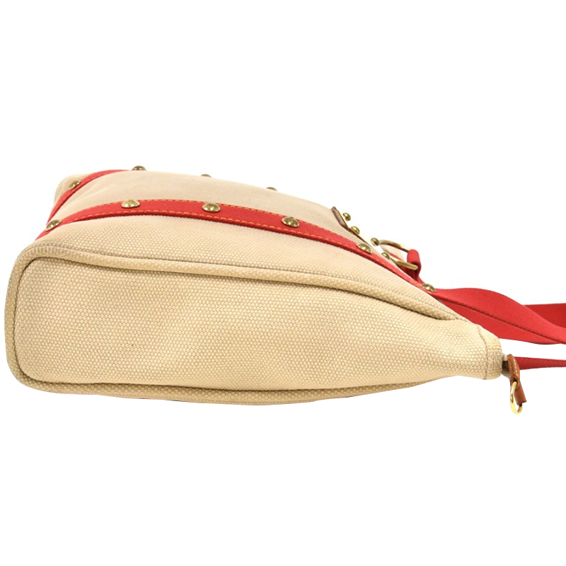 

Louis Vuitton Red/Beige Canvas Antigua Cabas MM Bag