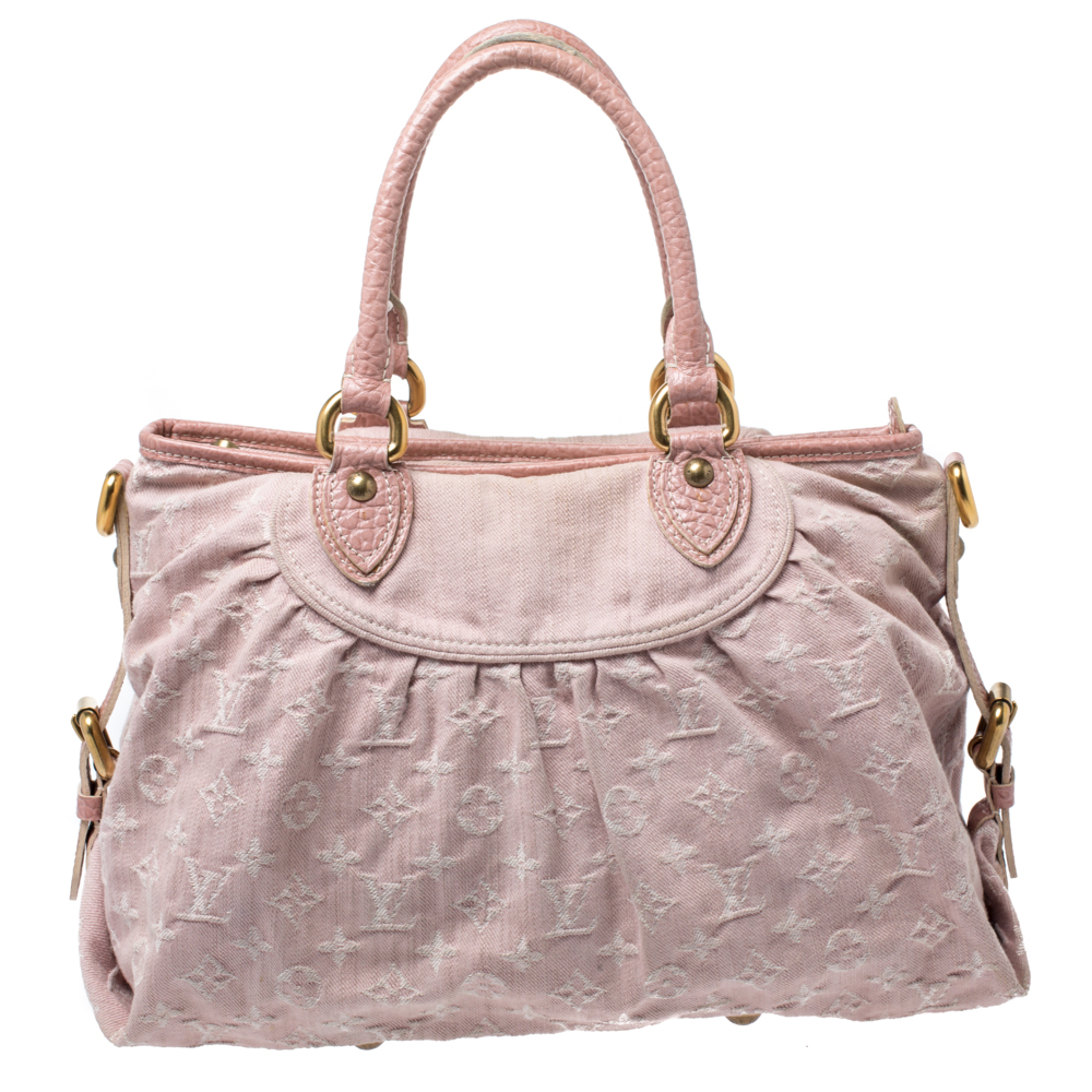 Louis Vuitton Pink Monogram Denim Neo Cabby MM Leather Pony-style