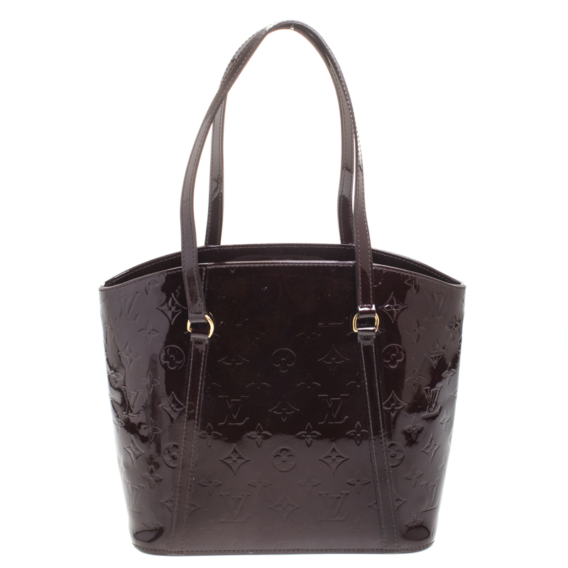 Pre Owned Louis Vuitton Amarante Monogram Vernis Avalon MM Bag
