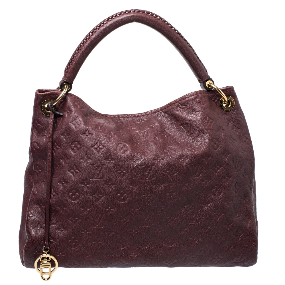 Pre-owned Louis Vuitton Aurore Monogram Empreinte Leather Artsy Mm Bag In Burgundy