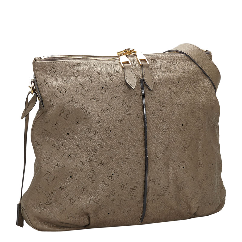 

Louis Vuitton Gray Monogram Mahina Leather Selene MM Bag, Grey