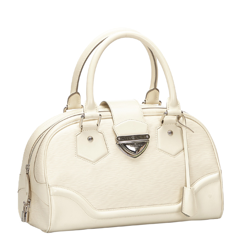 

Louis Vuitton White Epi Leather Bowling Montaigne GM Bag