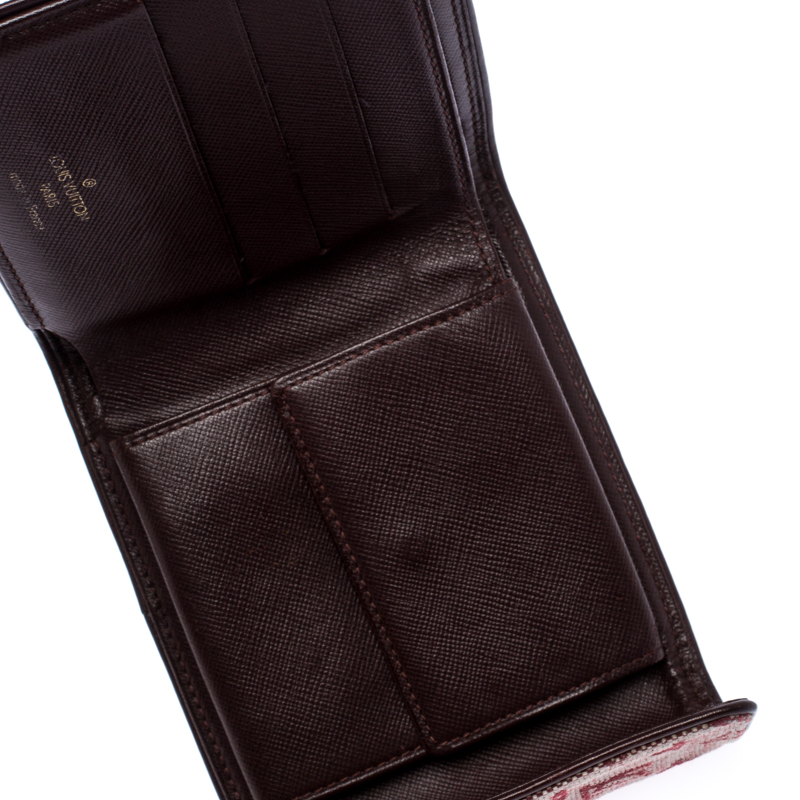 

Louis Vuitton Red Monogram Mini Lin Canvas Trifold Compact Wallet