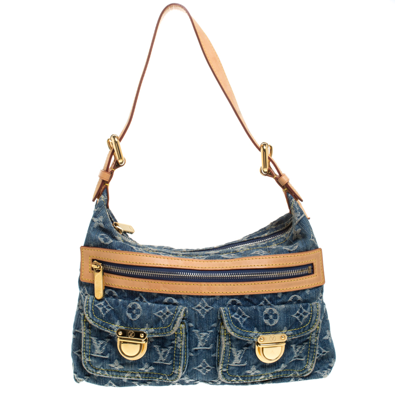 Pre Owned Louis Vuitton Blue Monogram Denim Baggy PM Bag