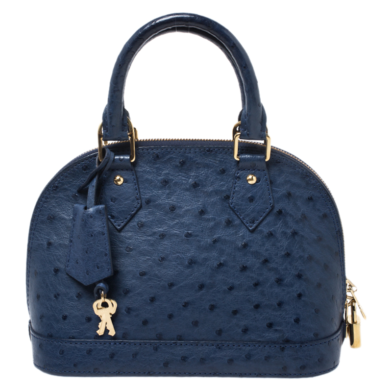 Pre Owned Louis Vuitton Indigo Blue Ostrich Alma BB Bag