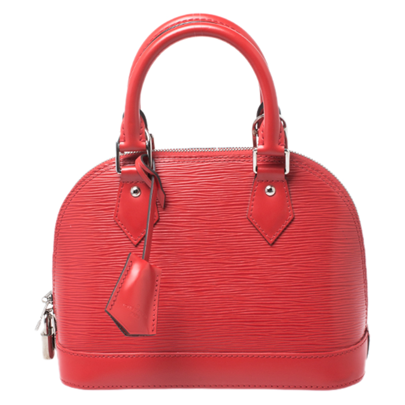 Pre Owned Louis Vuitton Coquelicot Epi Leather Alma BB Bag