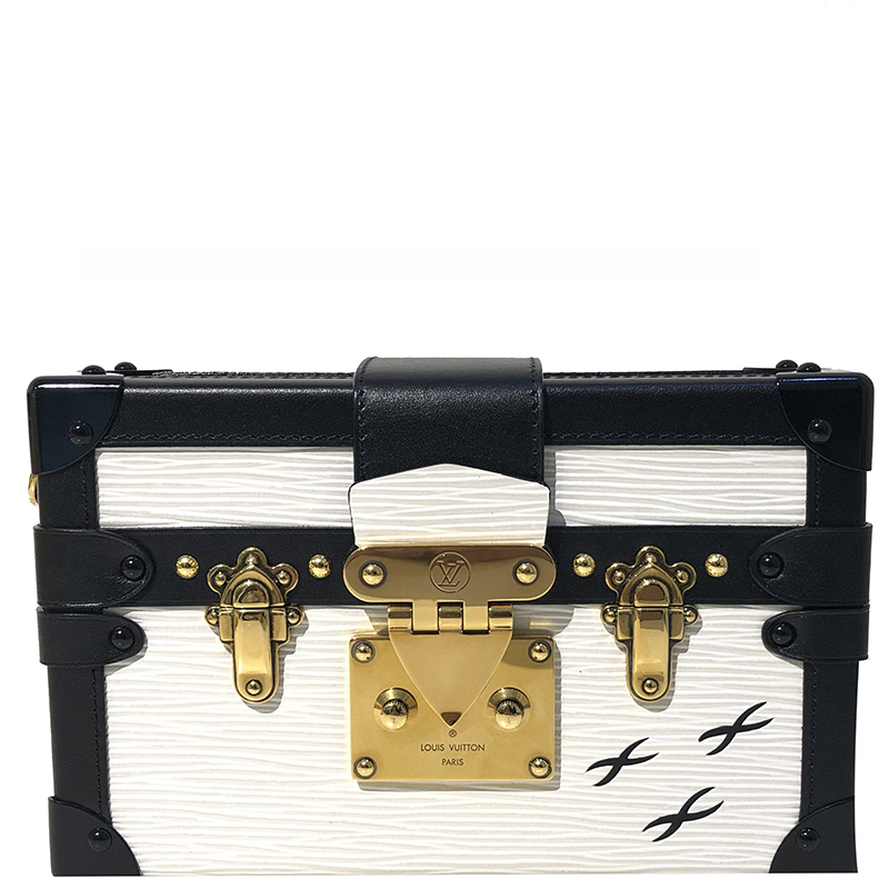 White Epi Leather Petite Malle Monochromatic Hardware, 2020