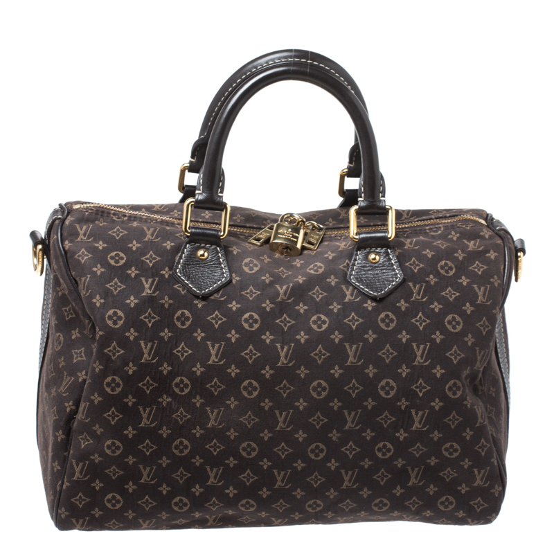 Pre Owned Louis Vuitton Fusain Monogram Idylle Canvas Bandouliere Speedy 30 Bag      