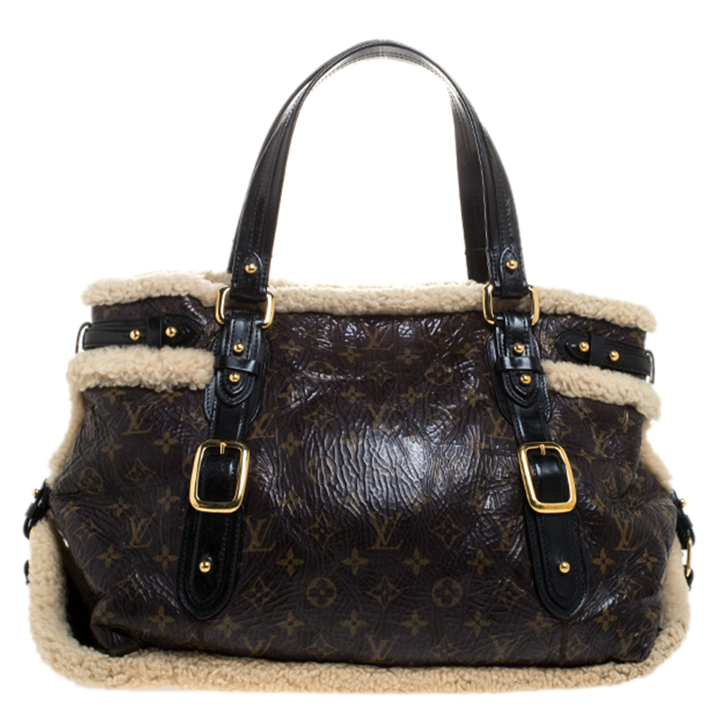 Pre Owned Louis Vuitton Monogram Limited Edition Shearling Thunder Bag