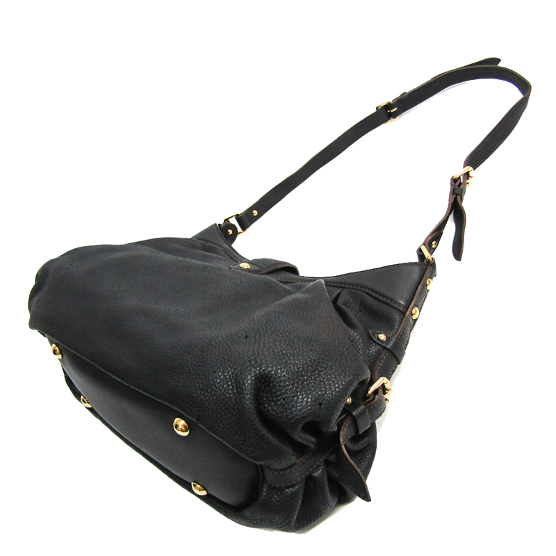 

Louis Vuitton Noir Mahina Leather  Bag, Black