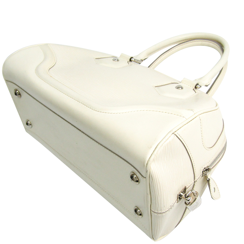 

Louis Vuitton Ivory Epi Leather Bowling Montaigne PM Bag, White