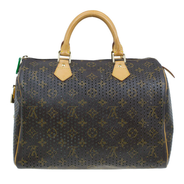 Louis Vuitton Limited Edition Green Perforated Speedy 30 Bag - Yoogi's  Closet