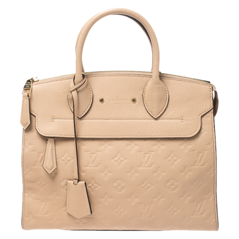 Pre-Owned Louis Vuitton Dune Monogram Empreinte Leather Pont Neuf Mm Bag In Beige | ModeSens