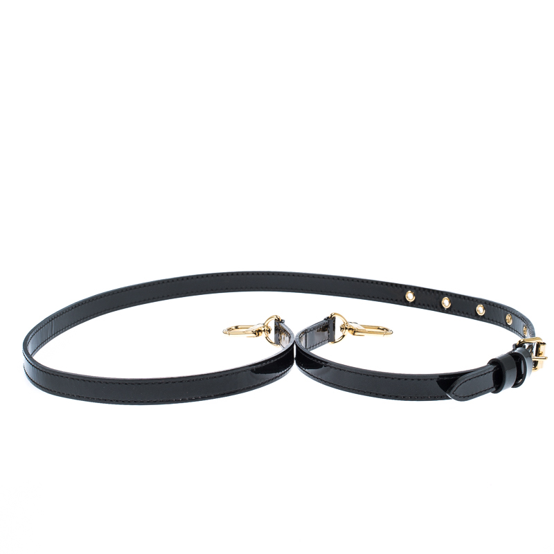 Pre Owned Louis Vuitton Black Patent Leather 16 MM Ebene Adjustable Shoulder Strap 